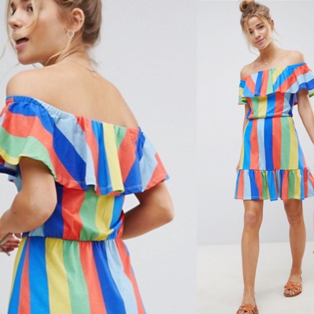 ASOS Off Shoulder Sundress w/ Tiered Skirt Sz 4